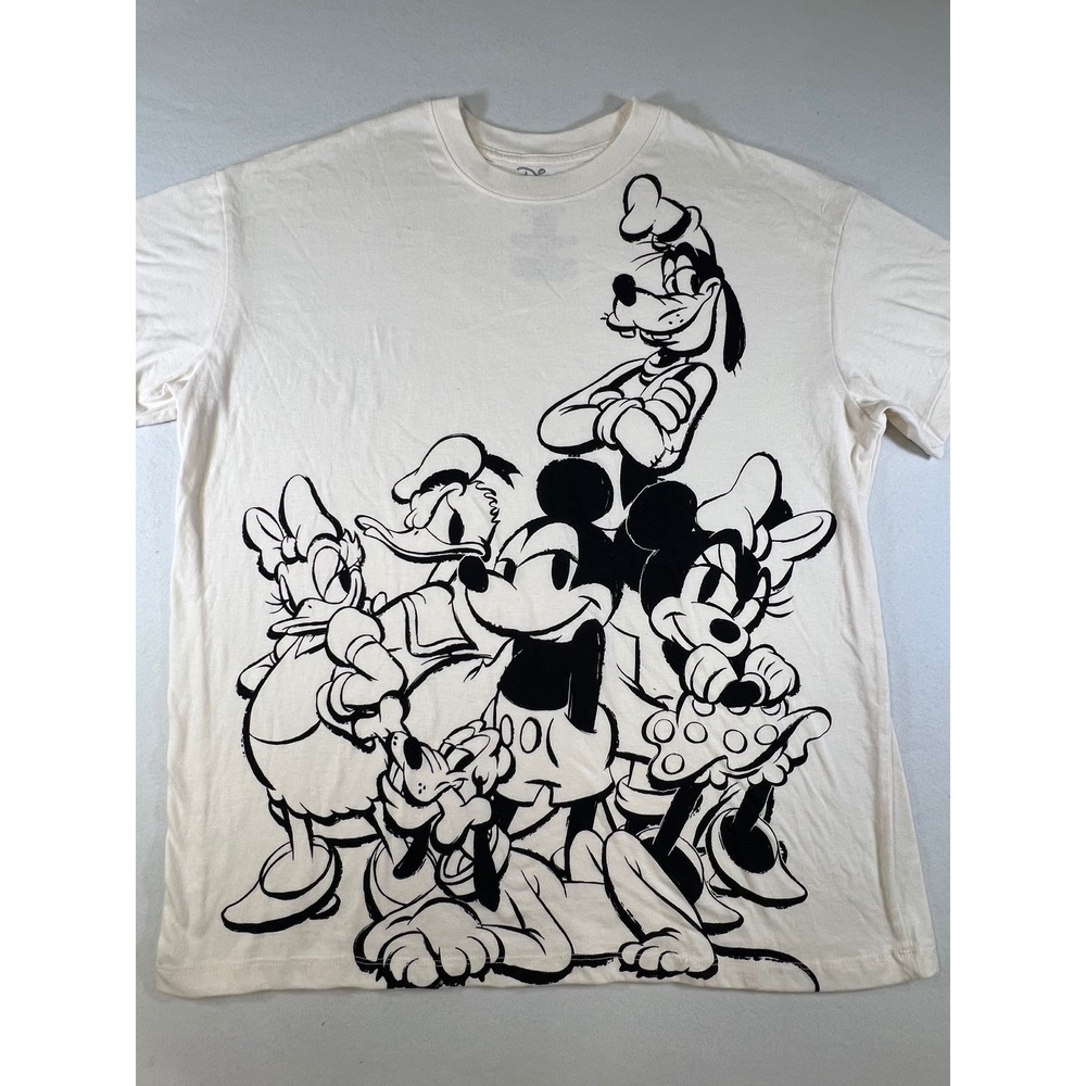 Disney Mickey & Friends Sketch Graphic T-Shirt Cream Medium JT26545
